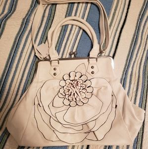 NWT white handbag with flower adornment